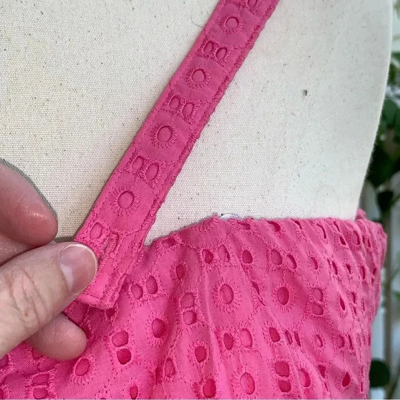 CROWN & IVY Pink Eyelet Lace Sundress Convertible Straps Size 16 Barbie Pockets - Picture 5 of 10